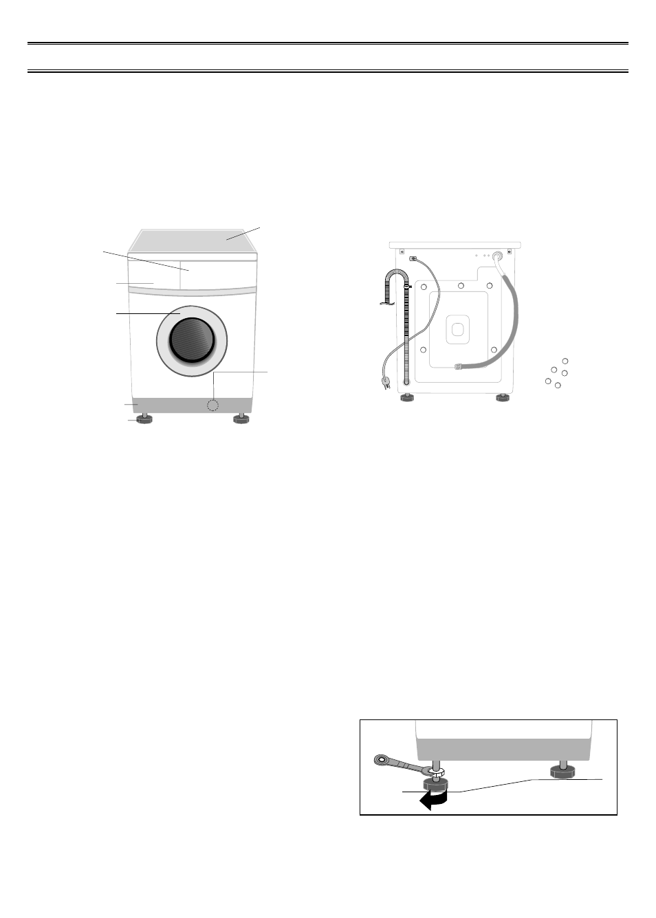 Installation, Waschmaschine auspacken, Ihre waschmaschine auf einen blick | Standort wahlen, Stellfuße ausrichten, Ihre waschmaschine auf einen blick standort wählen, Stellfüße ausrichten | Samsung F843 Benutzerhandbuch | Seite 3 / 13