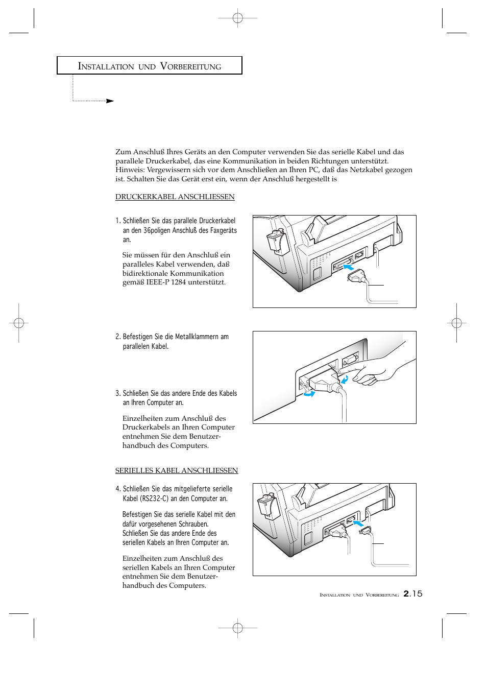 Faxgerät an ihren pc anschließen | Samsung SF4200 Benutzerhandbuch | Seite 32 / 133