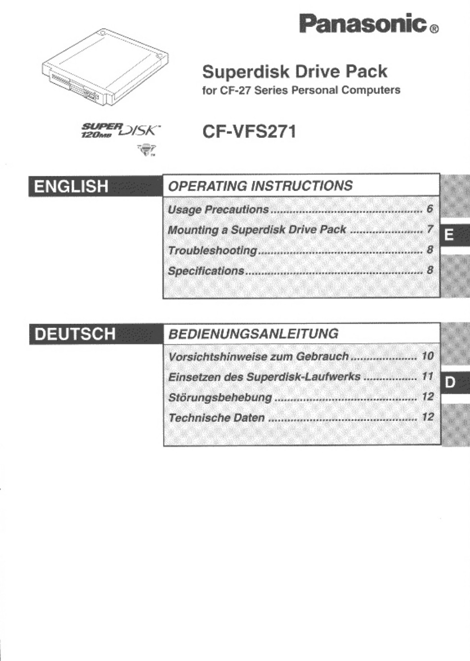 Panasonic SUPERDISK CF-VFS271 Benutzerhandbuch | Seiten: 12