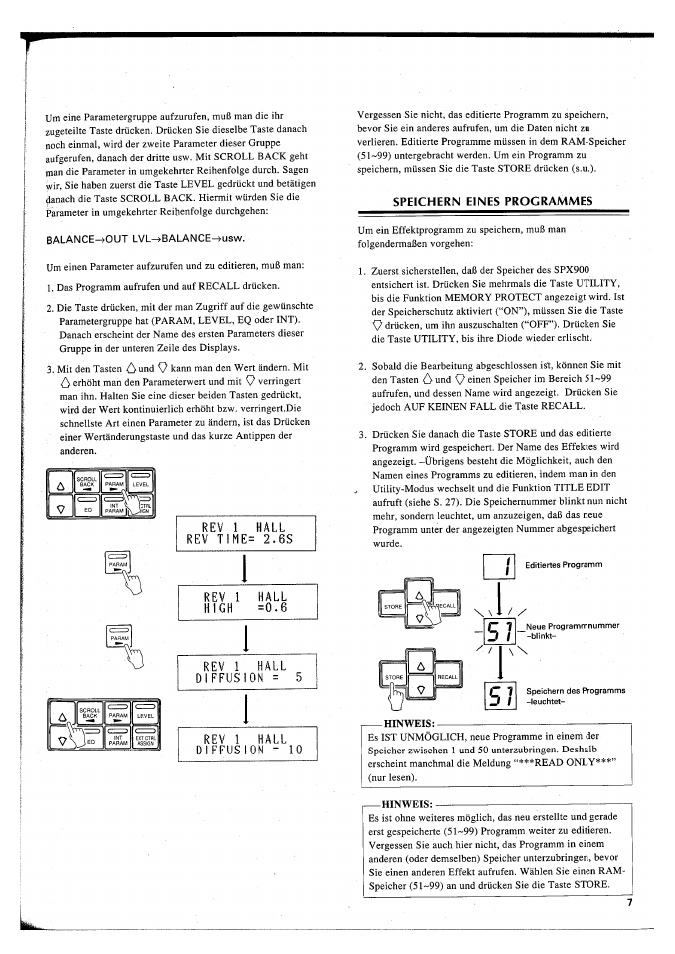 Speichern eines programmes | Yamaha SPX900 Benutzerhandbuch | Seite 10 / 80