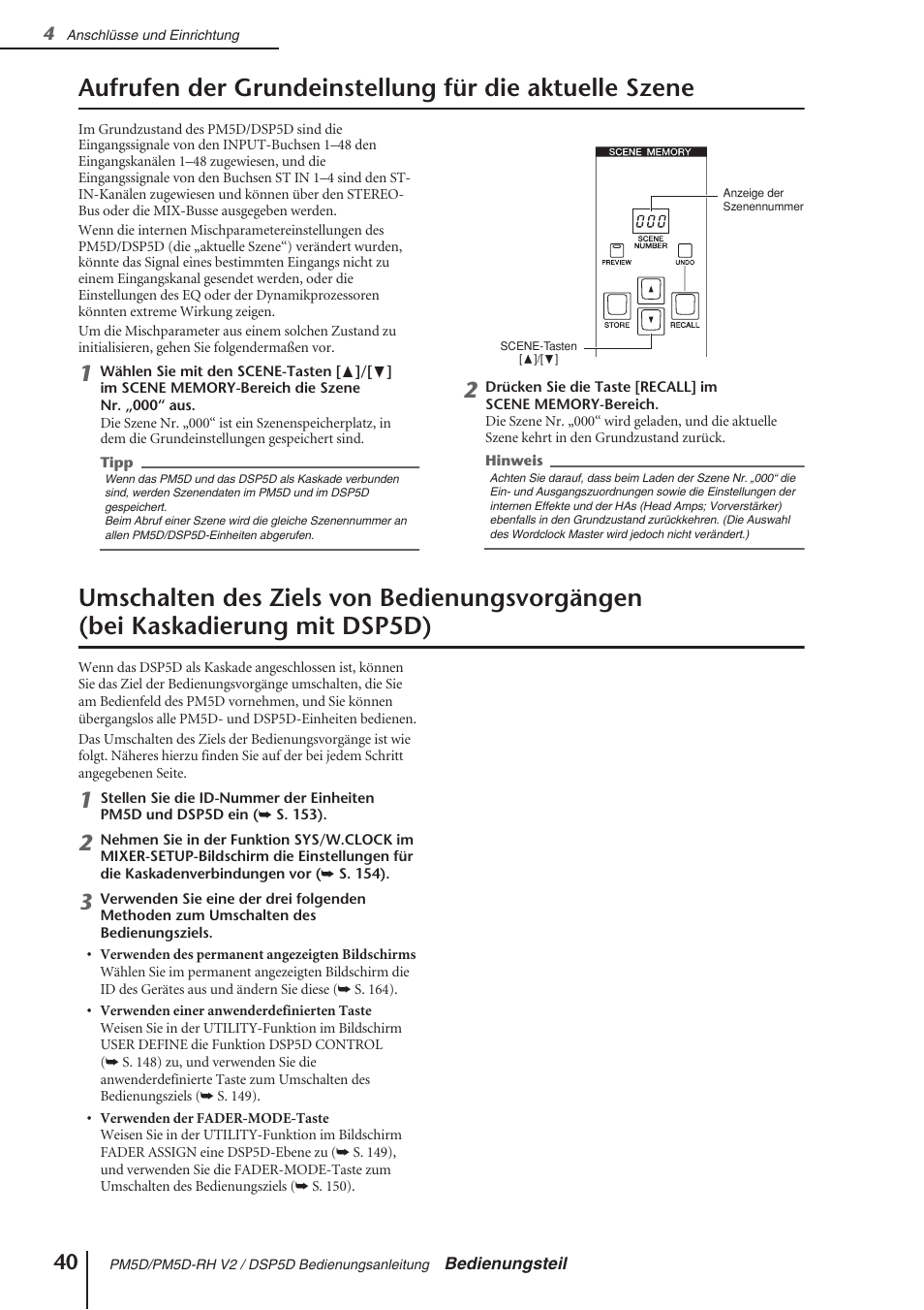 Bei kaskadierung mit dsp5d), S. 40) | Yamaha PM5D-RH V2  DE Benutzerhandbuch | Seite 40 / 408
