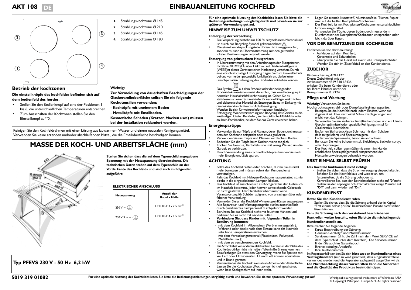 Whirlpool AKT108NE Benutzerhandbuch | Seiten: 2