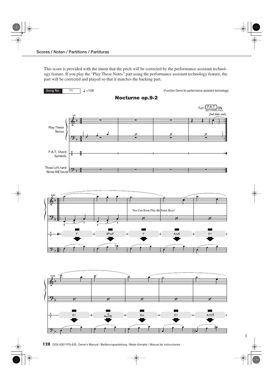 Nocturne op.9-2 | Yamaha DGX-630 Benutzerhandbuch | Seite 128 / 160