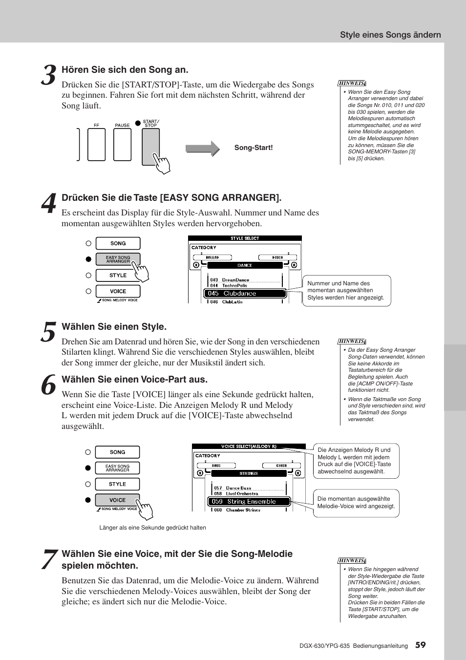 Yamaha DGX-630 Benutzerhandbuch | Seite 59 / 160