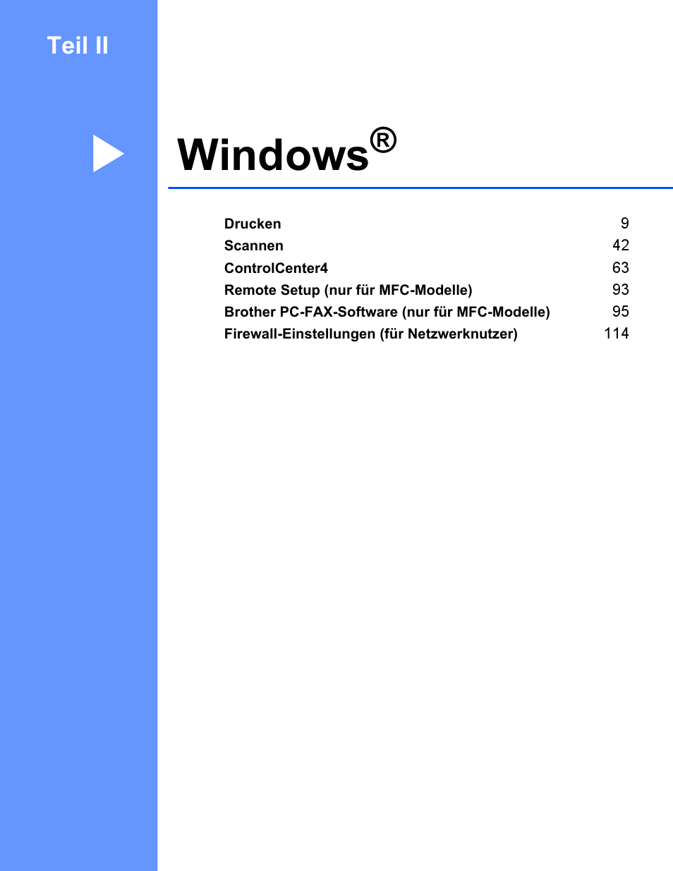 Windows, Teil ii windows, Teil ii | Brother MFC 7360N Benutzerhandbuch | Seite 16 / 226