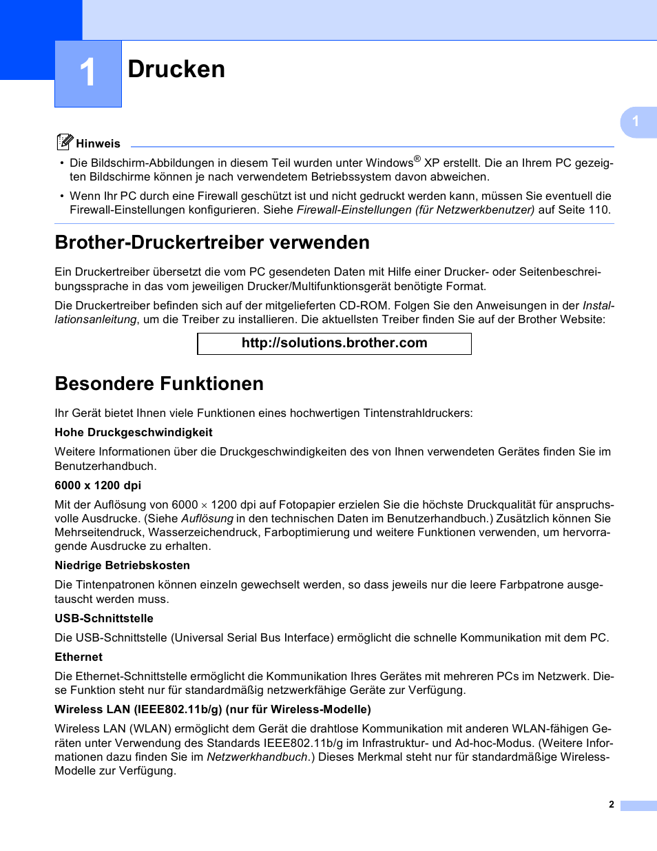 Drucken, Brother-druckertreiber verwenden, Besondere funktionen | Brother dcp 150c Benutzerhandbuch | Seite 8 / 171