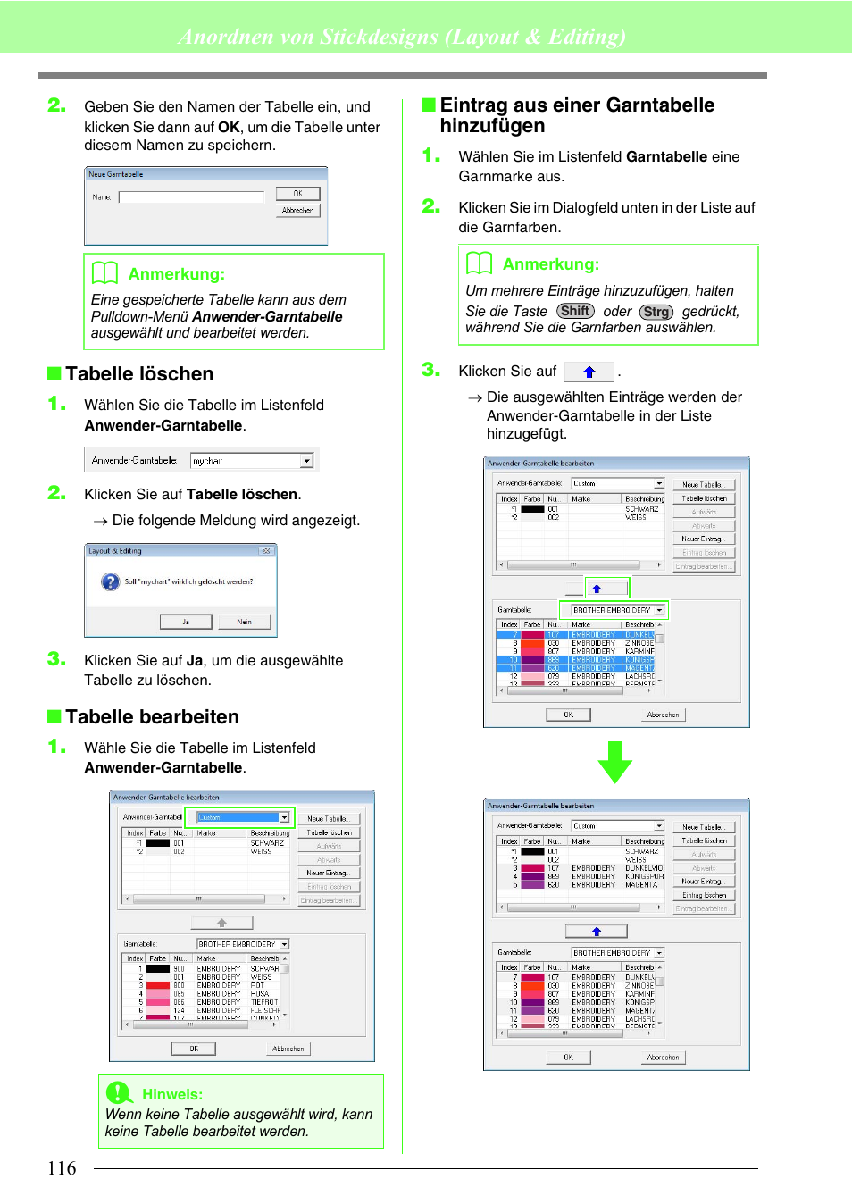 Anordnen von stickdesigns (layout & editing) | Brother PE-DESIGN 8 Benutzerhandbuch | Seite 118 / 283