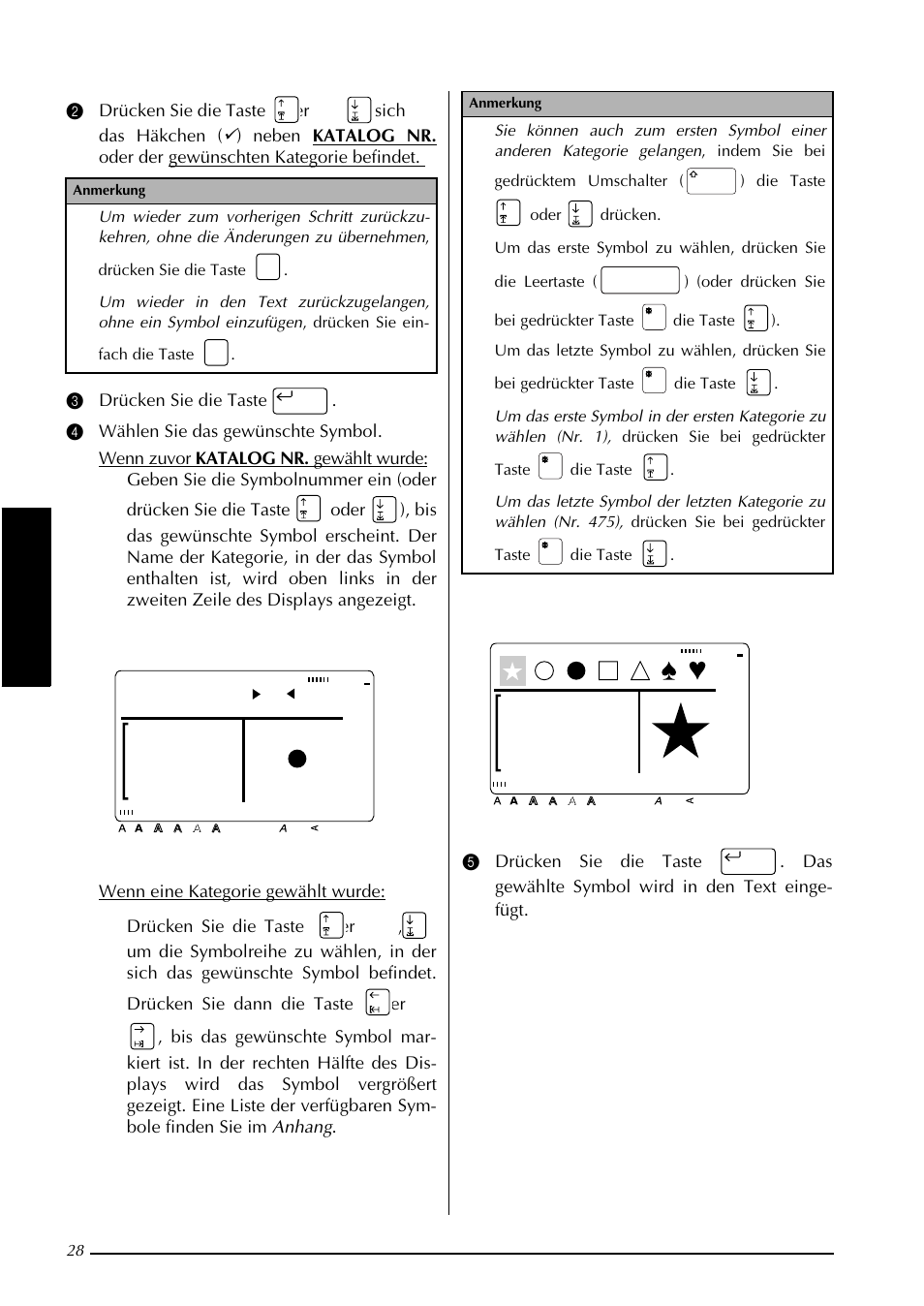Zeichen/symbole eingabe-nr. 1, Kapitel 3 funktionen | Brother PT-9400 Benutzerhandbuch | Seite 36 / 127