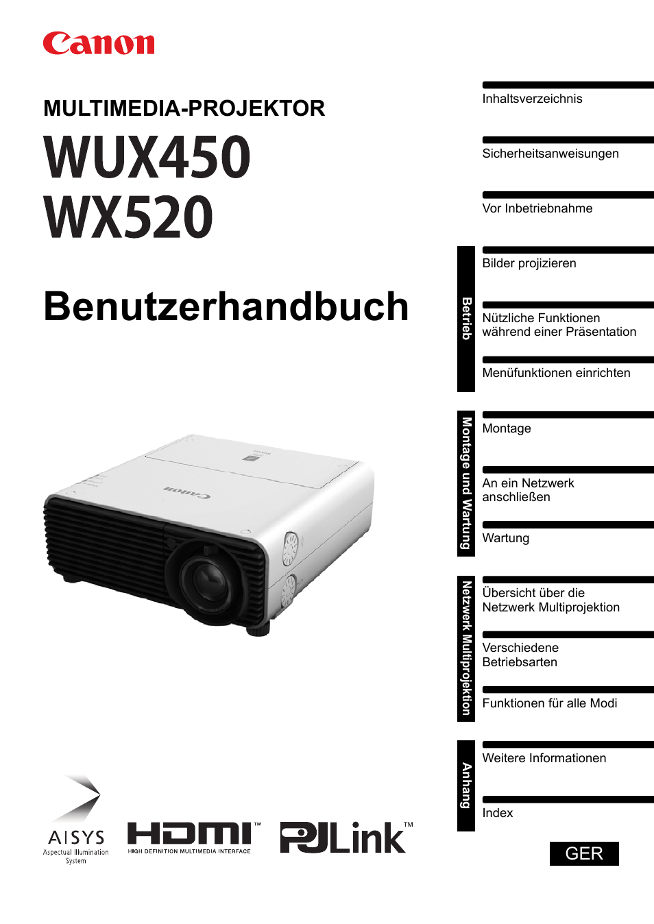 Canon XEED WUX450 Benutzerhandbuch | Seiten: 316