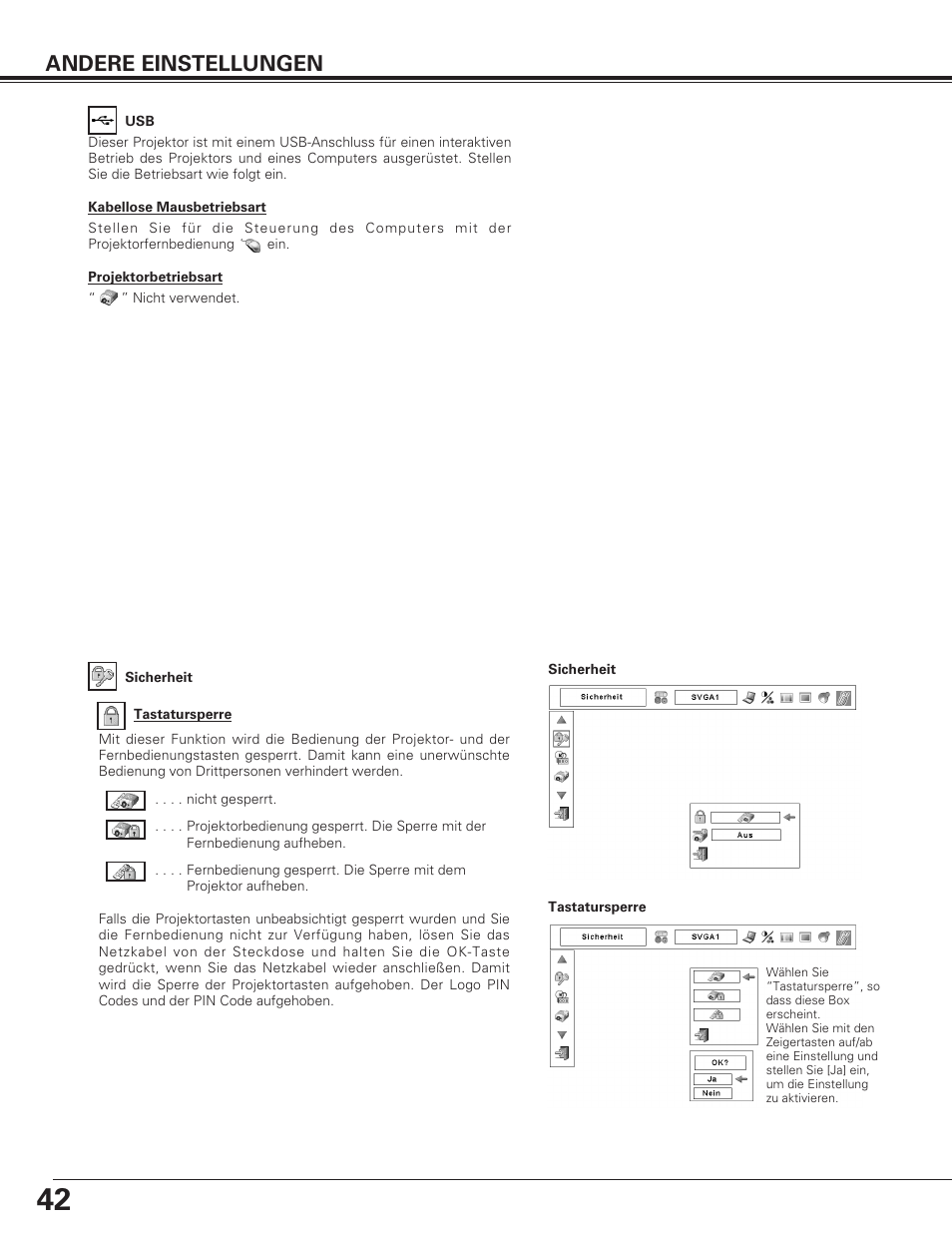 Andere einstellungen | Canon LV-7575 Benutzerhandbuch | Seite 42 / 63