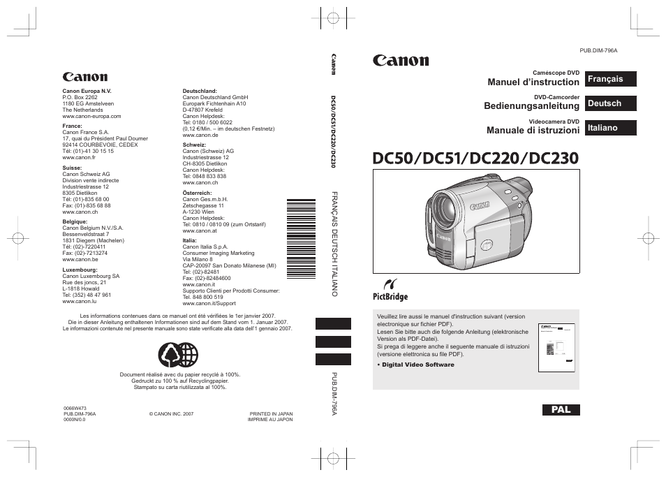 Canon DC-220 Benutzerhandbuch | Seiten: 131