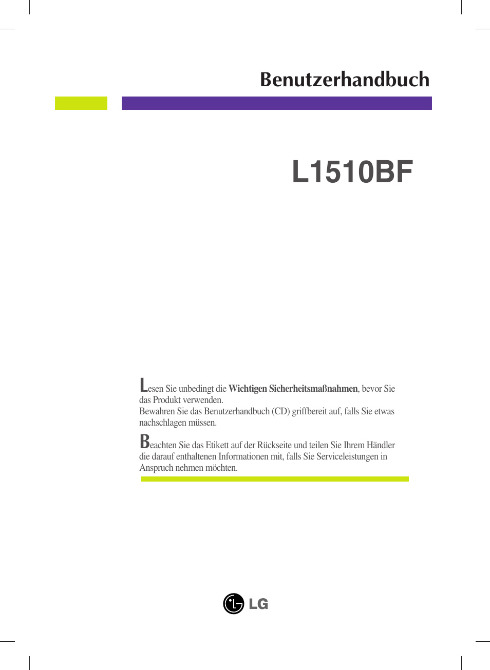 LG L1510BF-SV Benutzerhandbuch | Seiten: 19