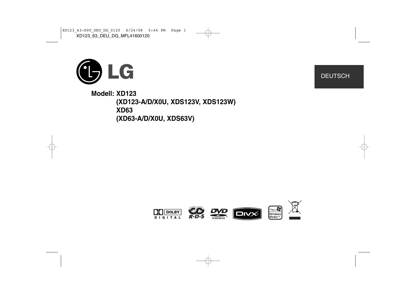 LG XD63 Benutzerhandbuch | Seiten: 24