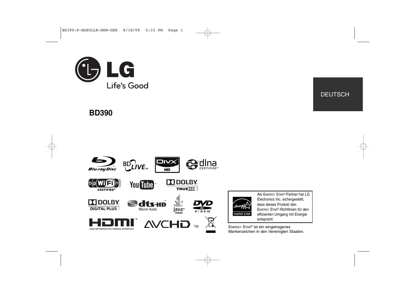 LG BD390 Benutzerhandbuch | Seiten: 60