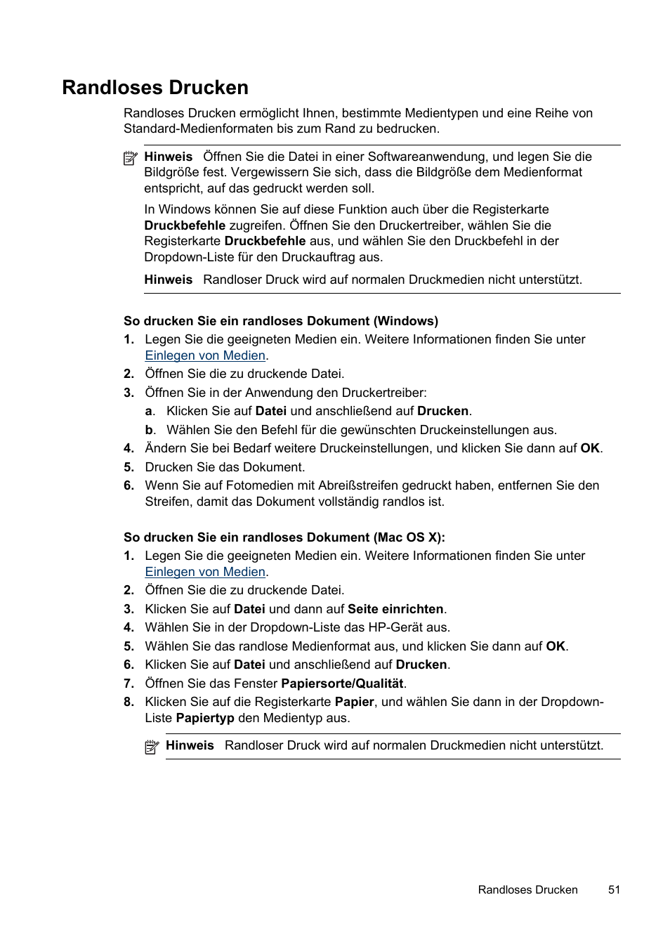 Randloses drucken | HP Officejet Pro 8500 Benutzerhandbuch | Seite 55 / 342