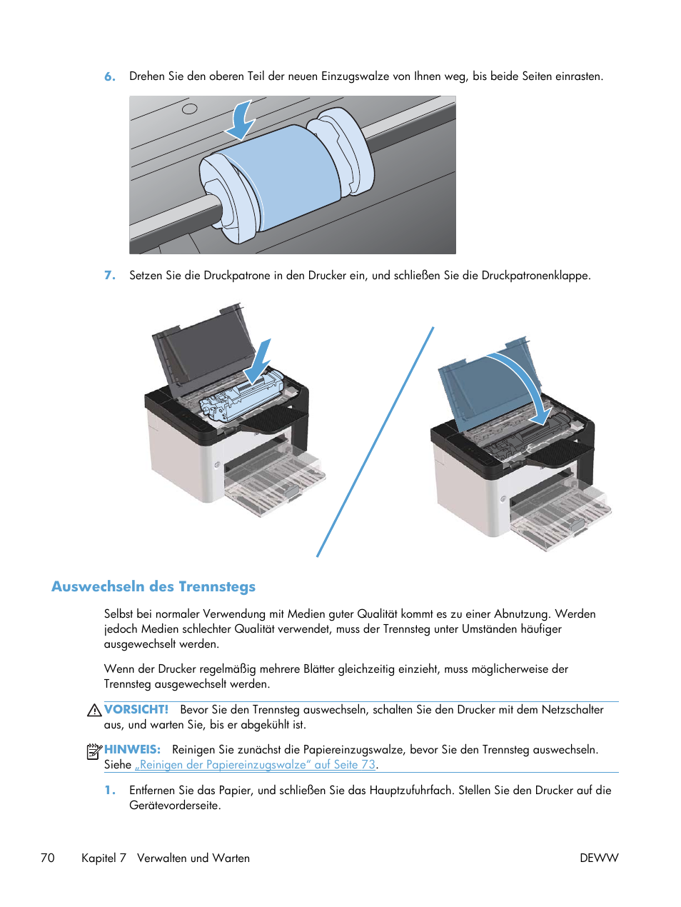 Auswechseln des trennstegs | HP Laserjet p1606dn Benutzerhandbuch | Seite 82 / 164