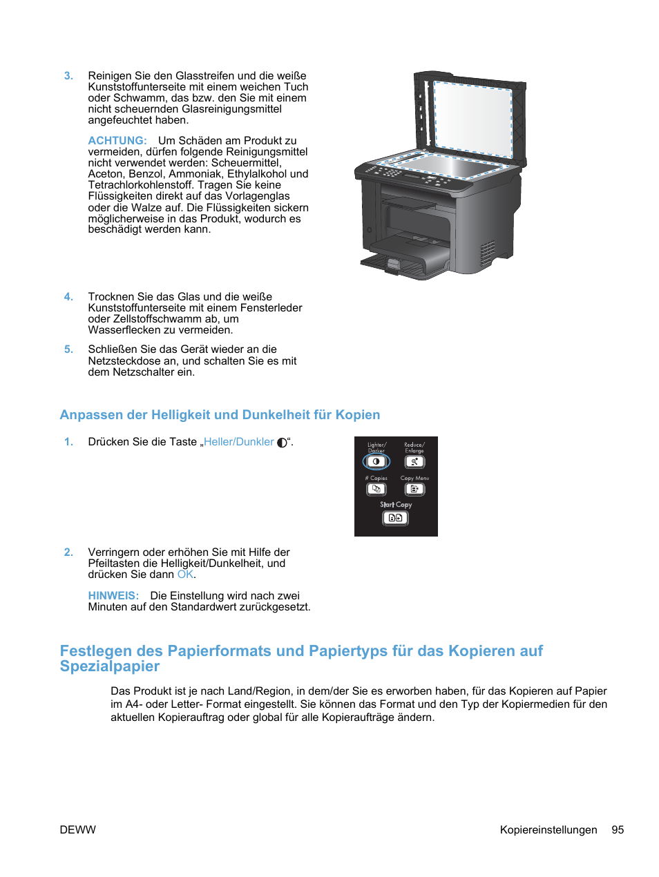 Anpassen der helligkeit und dunkelheit für kopien | HP LaserJet Pro M1536dnf MFP SERIES Benutzerhandbuch | Seite 109 / 314