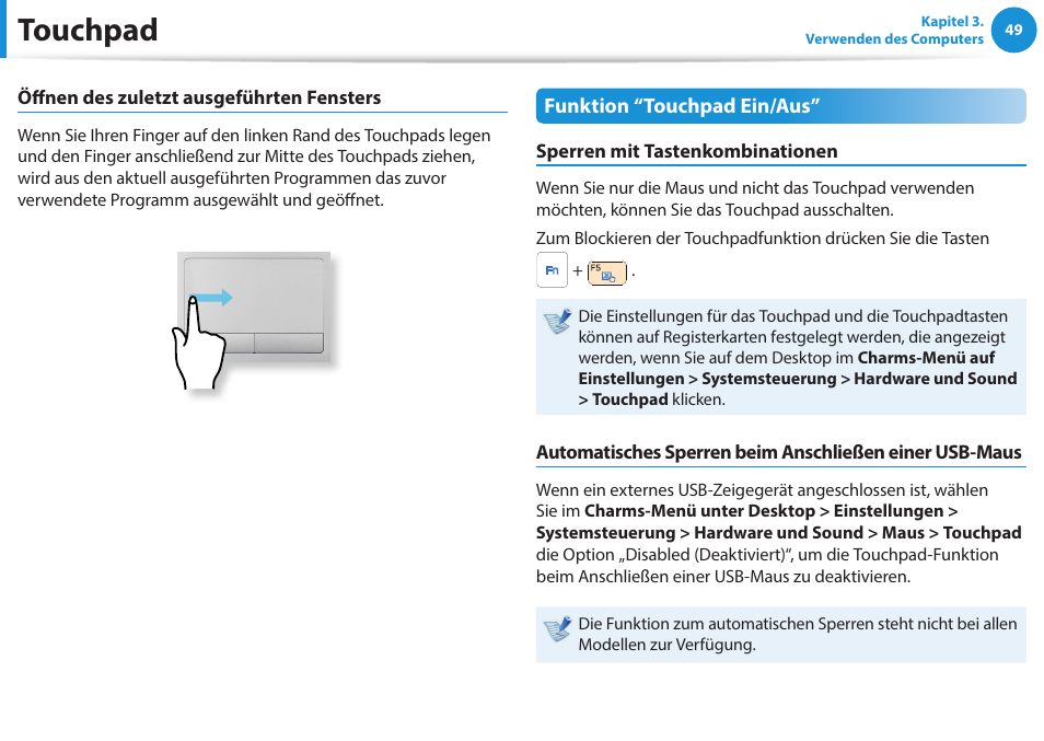 Touchpad | Samsung NP470R5E Benutzerhandbuch | Seite 50 / 128