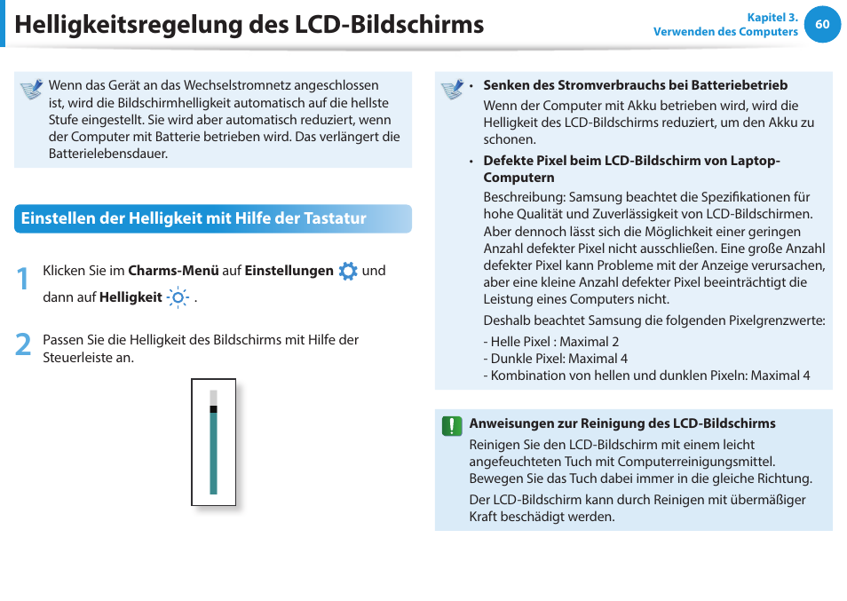 Helligkeitsregelung des lcd-bildschirms | Samsung NP470R5E Benutzerhandbuch | Seite 61 / 128