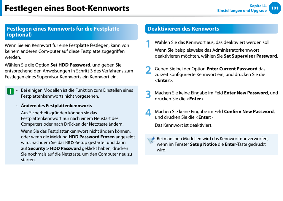 Festlegen eines boot-kennworts | Samsung NP870Z5GE Benutzerhandbuch | Seite 102 / 154