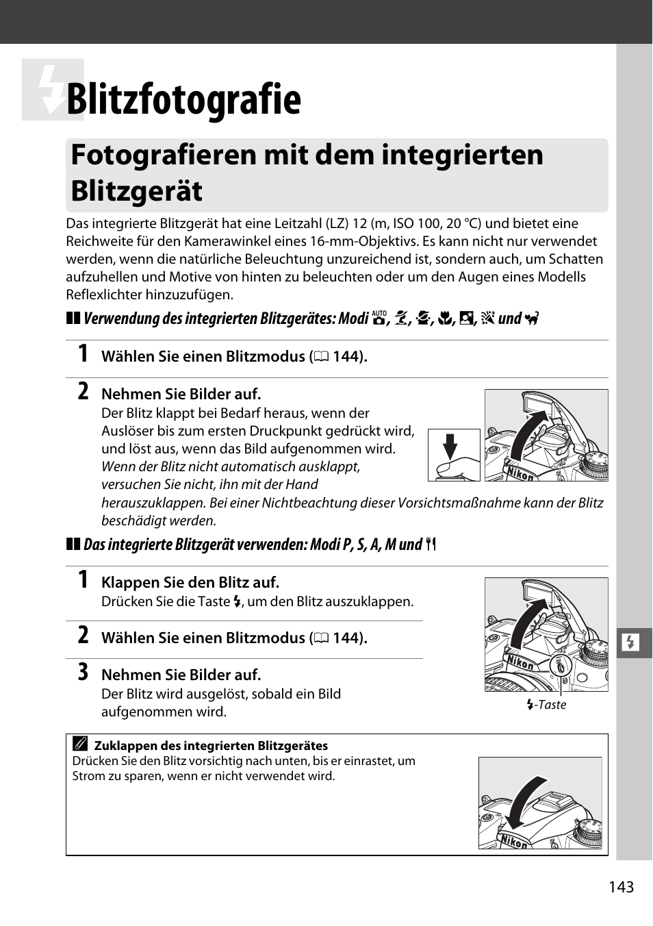 Blitzfotografie, Fotografieren mit dem integrierten blitzgerät | Nikon D7000 Benutzerhandbuch | Seite 163 / 348
