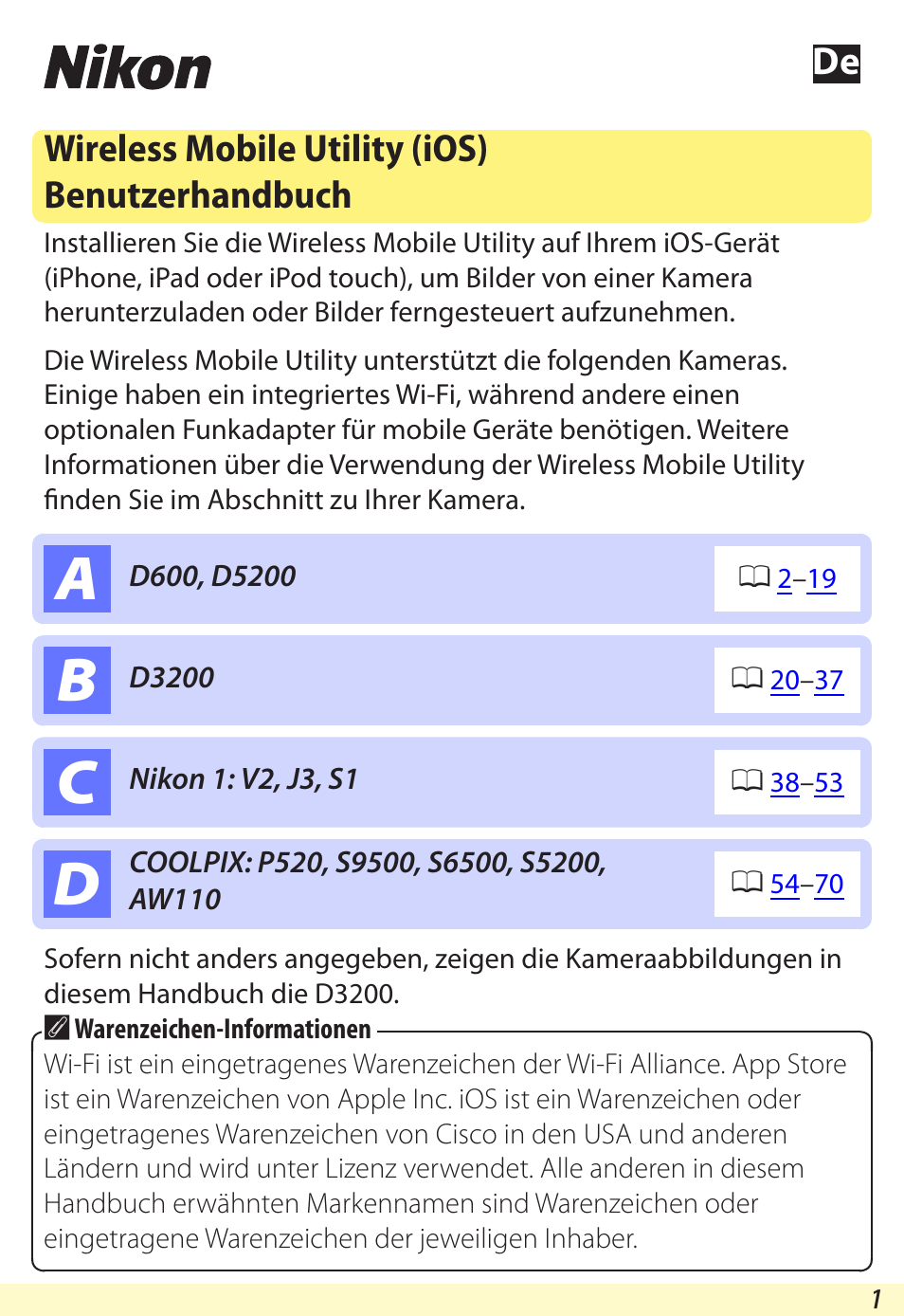 Nikon Wireless-Mobile-Utility Benutzerhandbuch | Seiten: 70