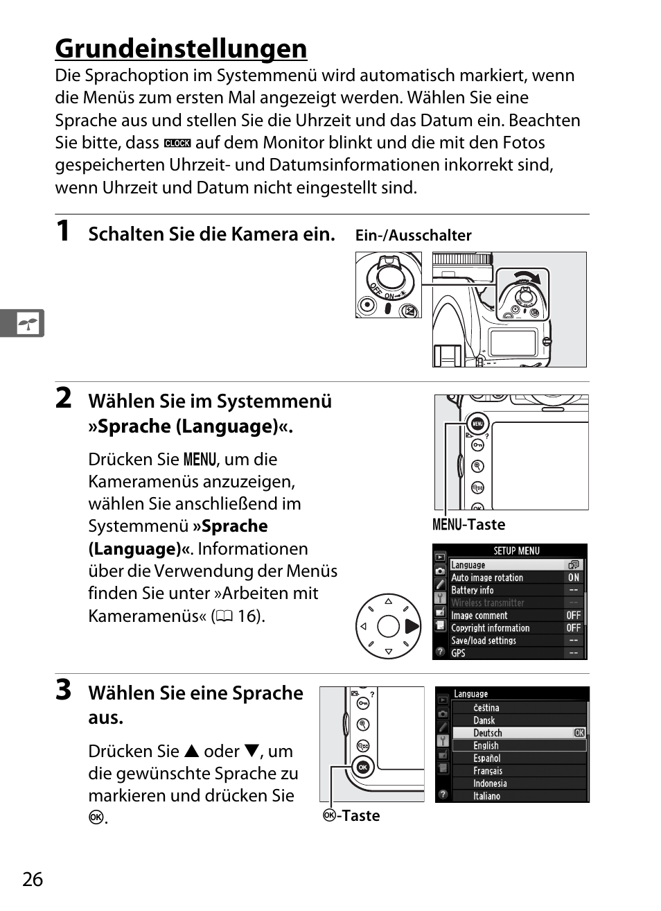 Grundeinstellungen, En sie auf seite 26. informatio | Nikon D800 Benutzerhandbuch | Seite 50 / 472