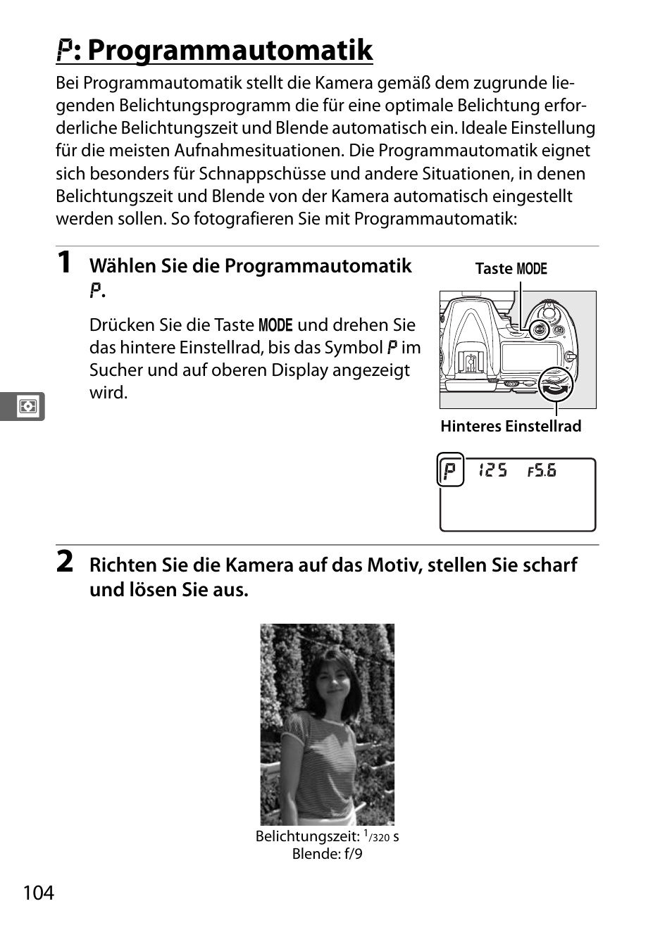 P: programmautomatik, E : programmautomatik | Nikon D300 Benutzerhandbuch | Seite 130 / 452