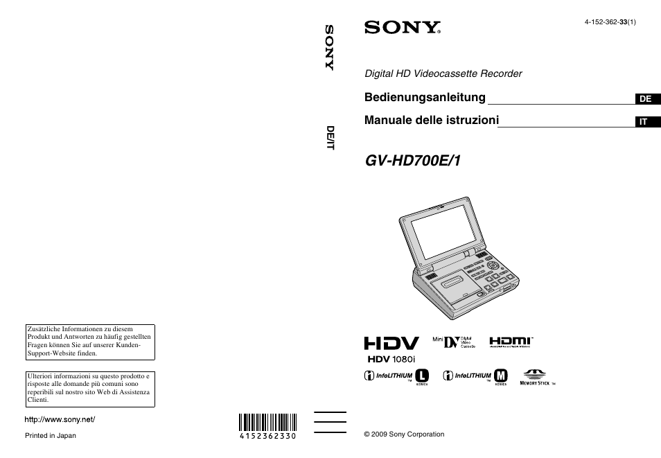 Sony GV-HD700E Benutzerhandbuch | Seiten: 195