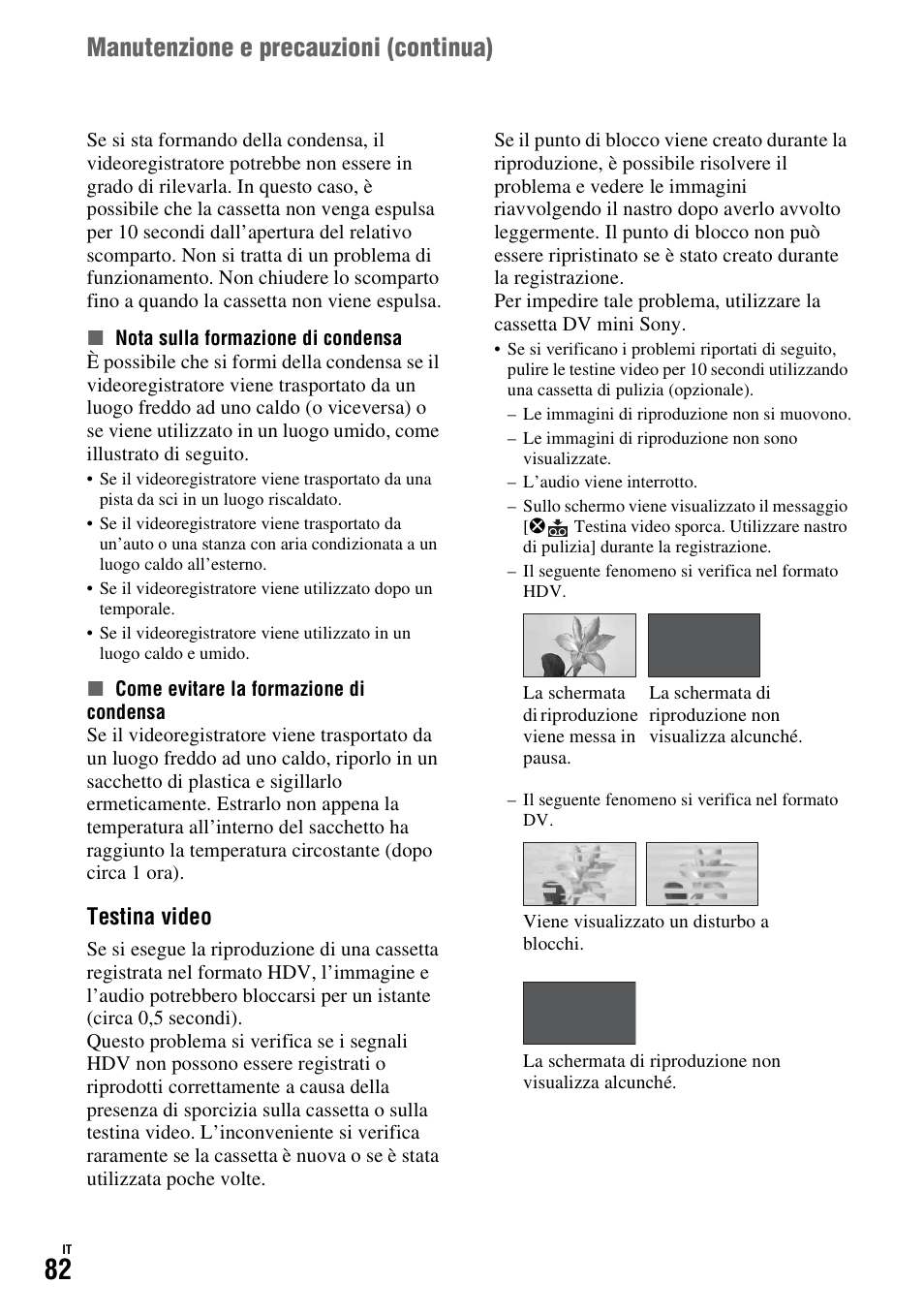 P. 82), I (p. 82), P. 82 | Manutenzione e precauzioni (continua), Testina video | Sony GV-HD700E Benutzerhandbuch | Seite 180 / 195