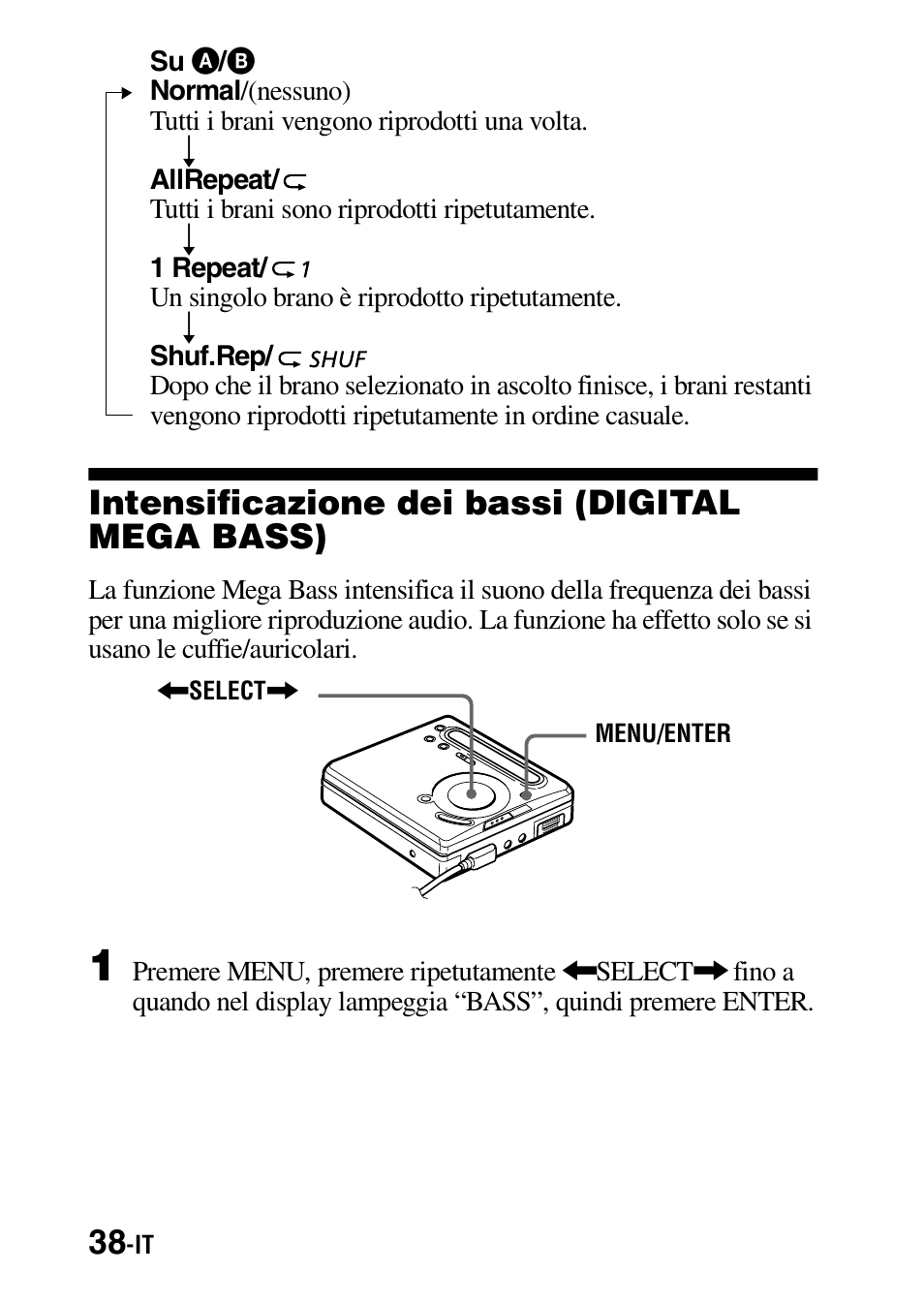 Intensificazione dei bassi (digital mega bass) | Sony MZ-G755 Benutzerhandbuch | Seite 190 / 228
