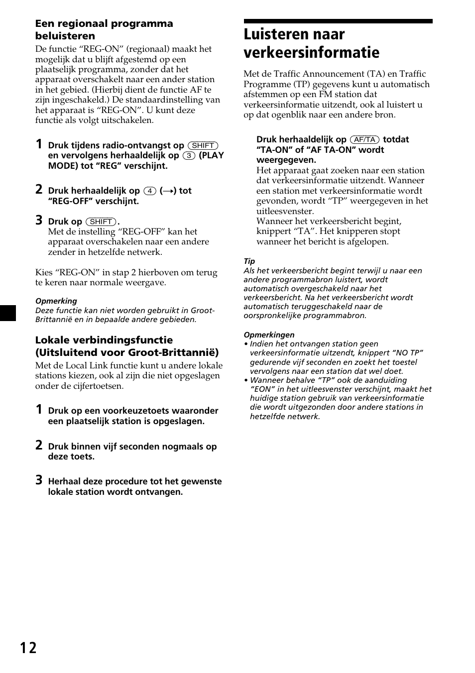 12 luisteren naar verkeersinformatie | Sony CDX-4270R Benutzerhandbuch | Seite 60 / 96