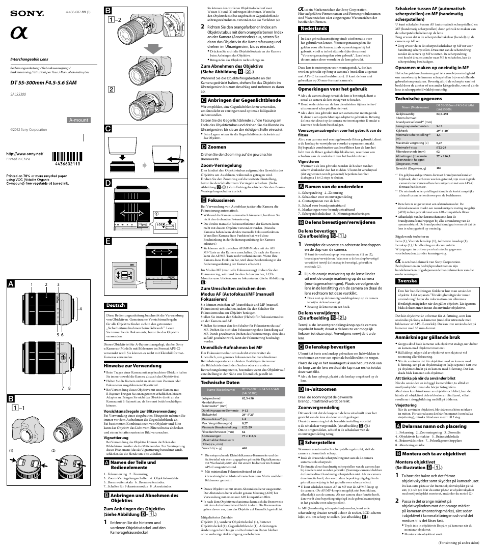 Sony SAL55300 Benutzerhandbuch | Seiten: 2