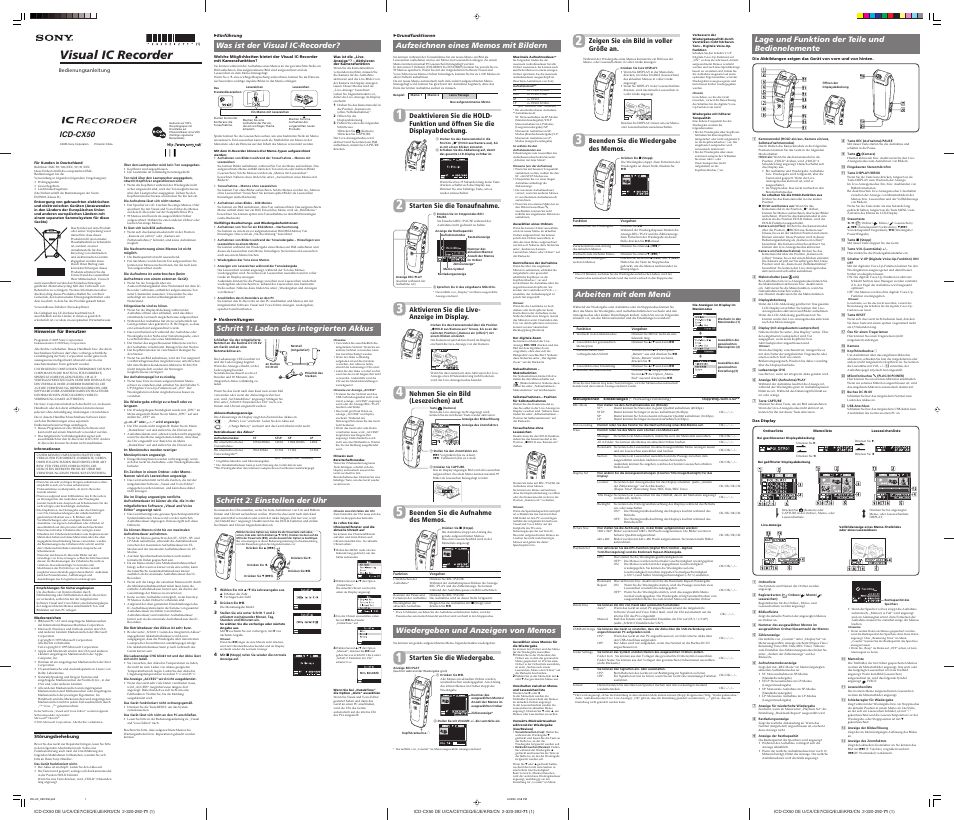 Sony ICD-CX50 Benutzerhandbuch | Seiten: 2