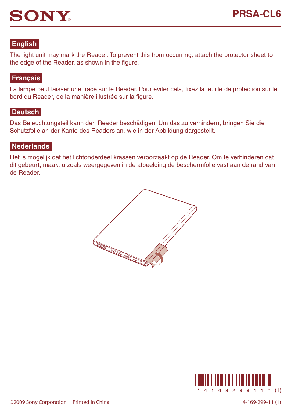 Sony PRSA-CL6 Benutzerhandbuch | Seiten: 1