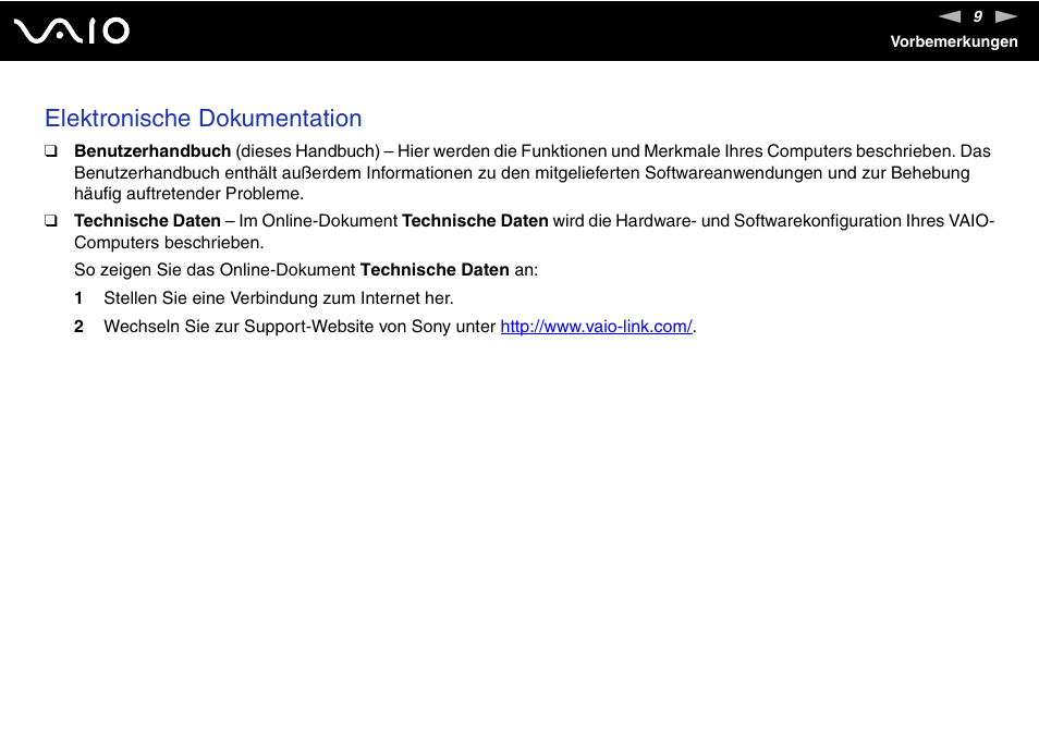 Elektronische dokumentation | Sony VGN-SZ1HP Benutzerhandbuch | Seite 9 / 225