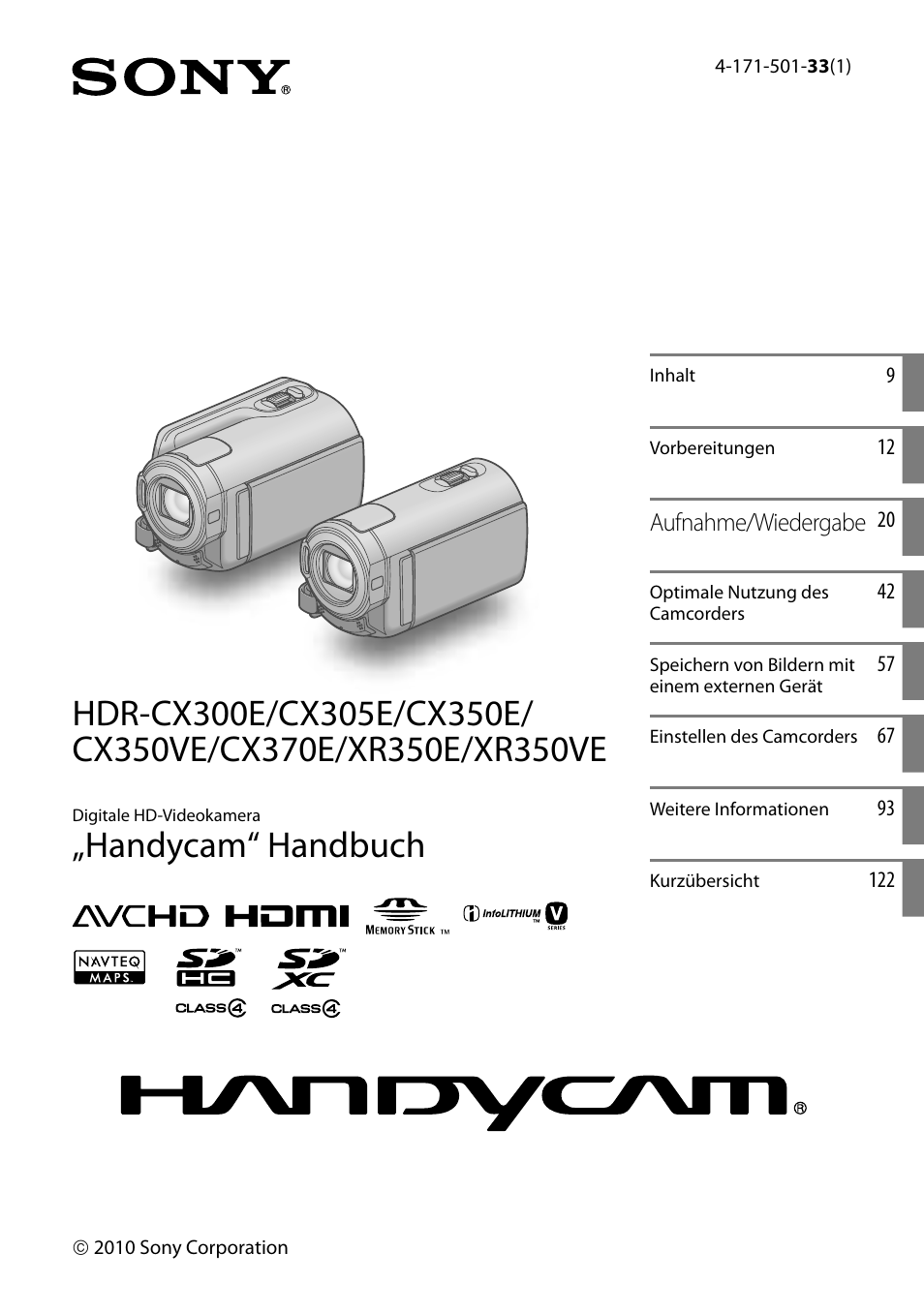 Sony HDR-CX305E Benutzerhandbuch | Seiten: 130