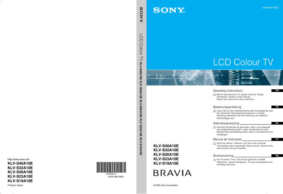 Sony KLV-S32A10E Benutzerhandbuch | Seiten: 191