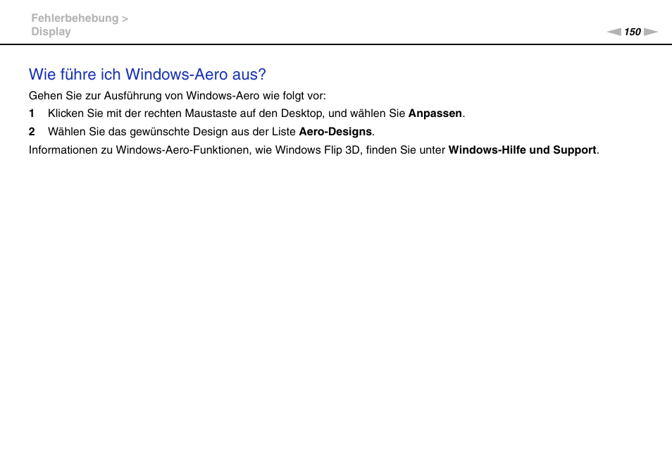 Wie führe ich windows-aero aus | Sony VGN-NW31EF Benutzerhandbuch | Seite 150 / 165