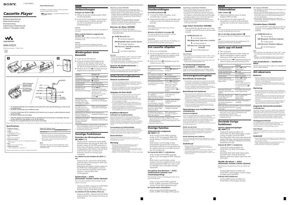 Sony WM-EX525 Benutzerhandbuch | Seiten: 2