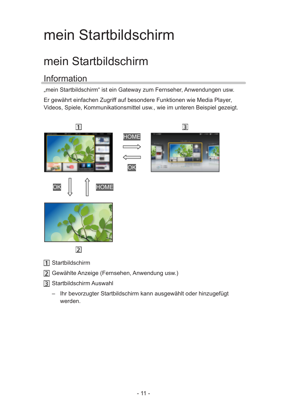 Mein startbildschirm, Information, Information 11 | Panasonic TX50ASW504 Benutzerhandbuch | Seite 11 / 228