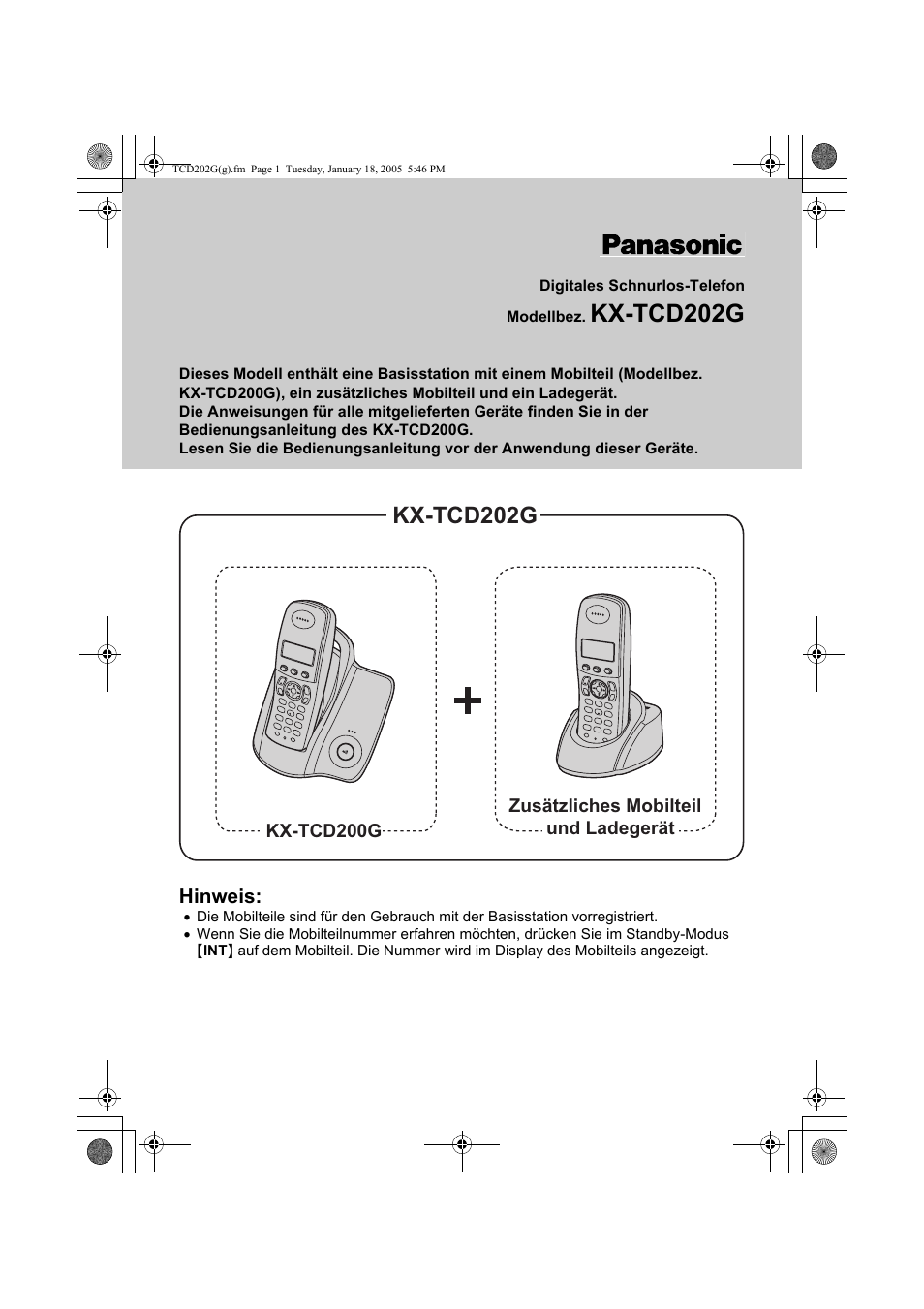 Panasonic KXTCD202G Benutzerhandbuch | Seiten: 2