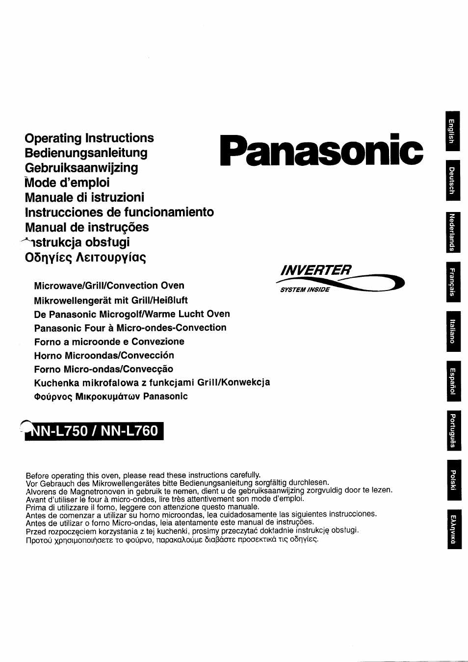 Panasonic NNL750WB Benutzerhandbuch | Seiten: 21