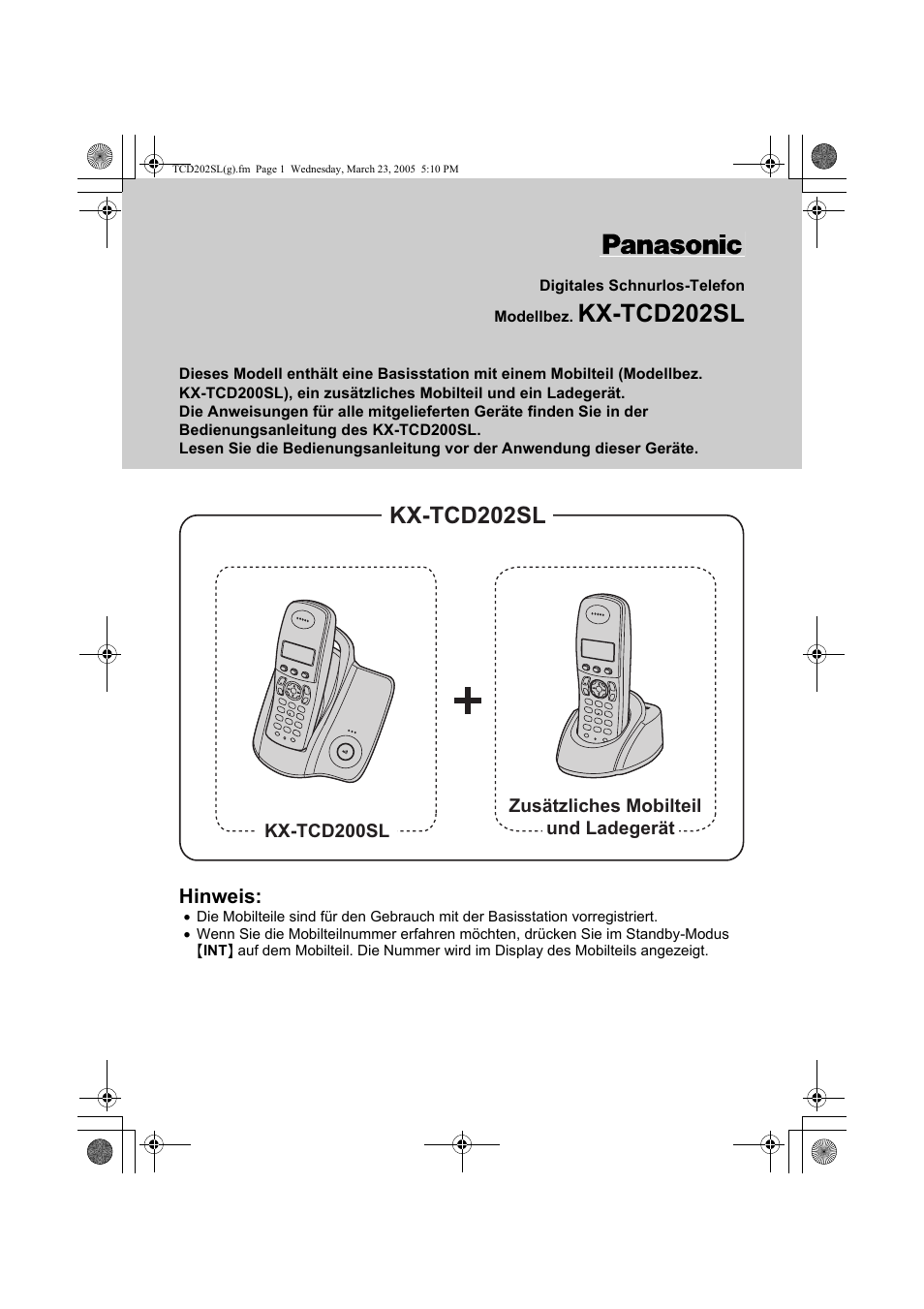 Panasonic KXTCD202SL Benutzerhandbuch | Seiten: 2