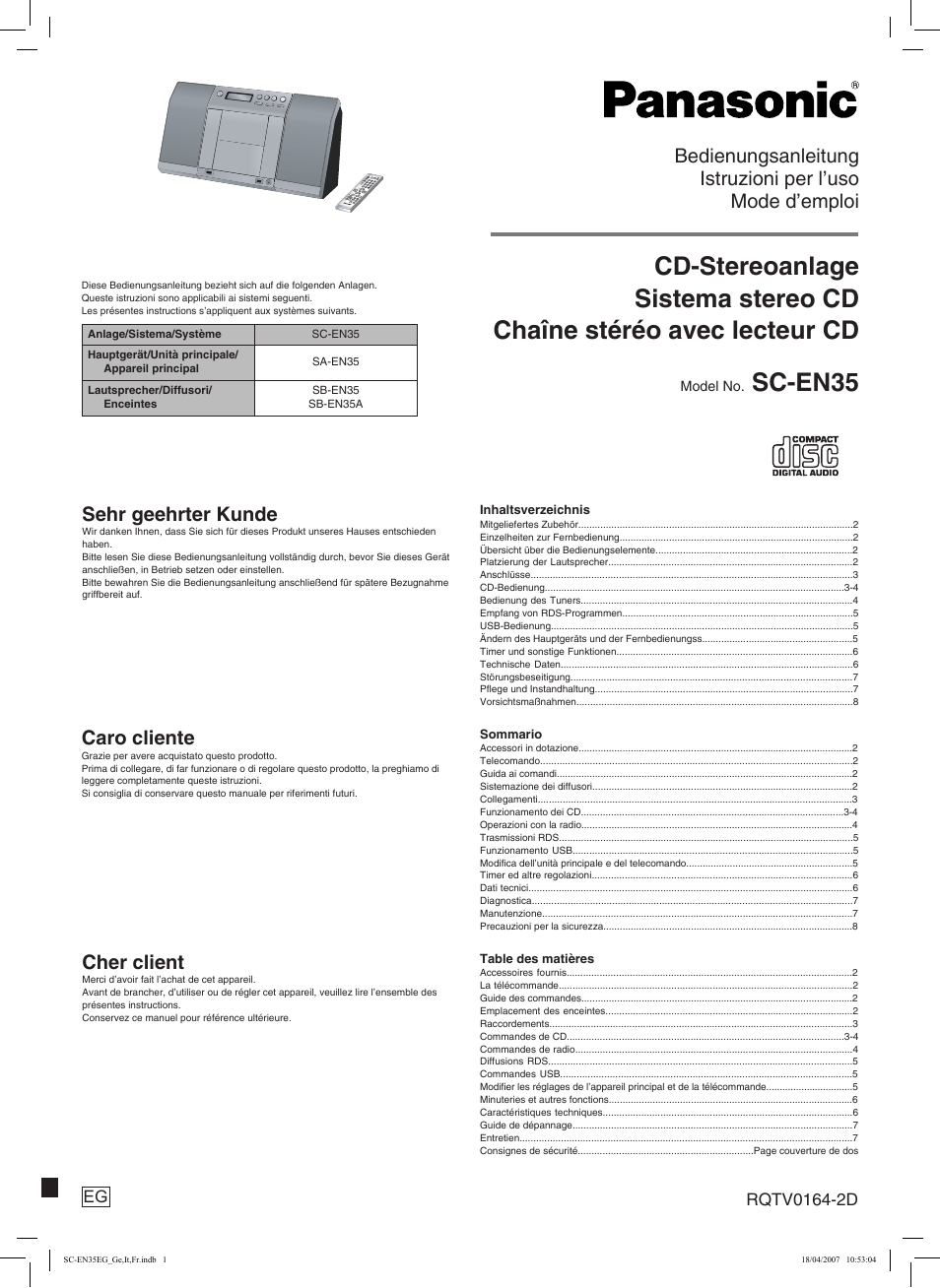 Panasonic SCEN35 Benutzerhandbuch | Seiten: 24