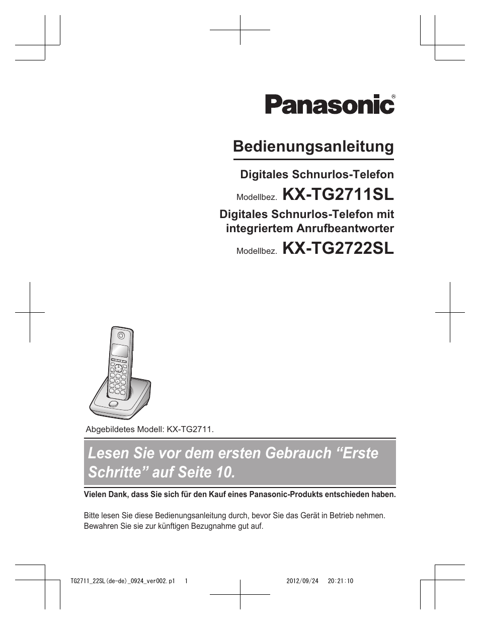 Panasonic KXTG2722SL Benutzerhandbuch | Seiten: 44