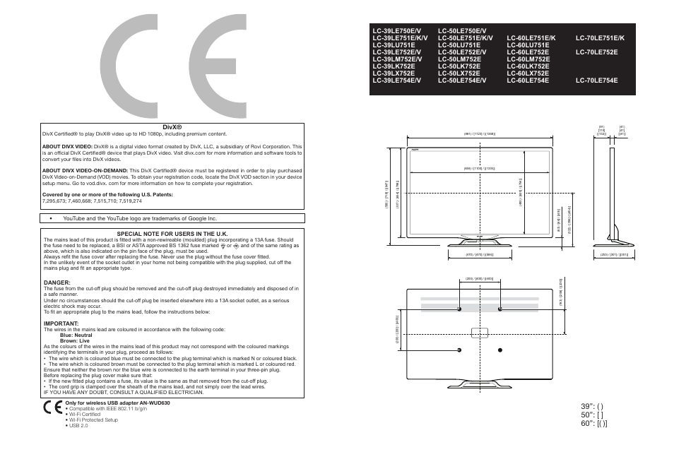 Divx | Sharp LC-50LE752E Benutzerhandbuch | Seite 2 / 64