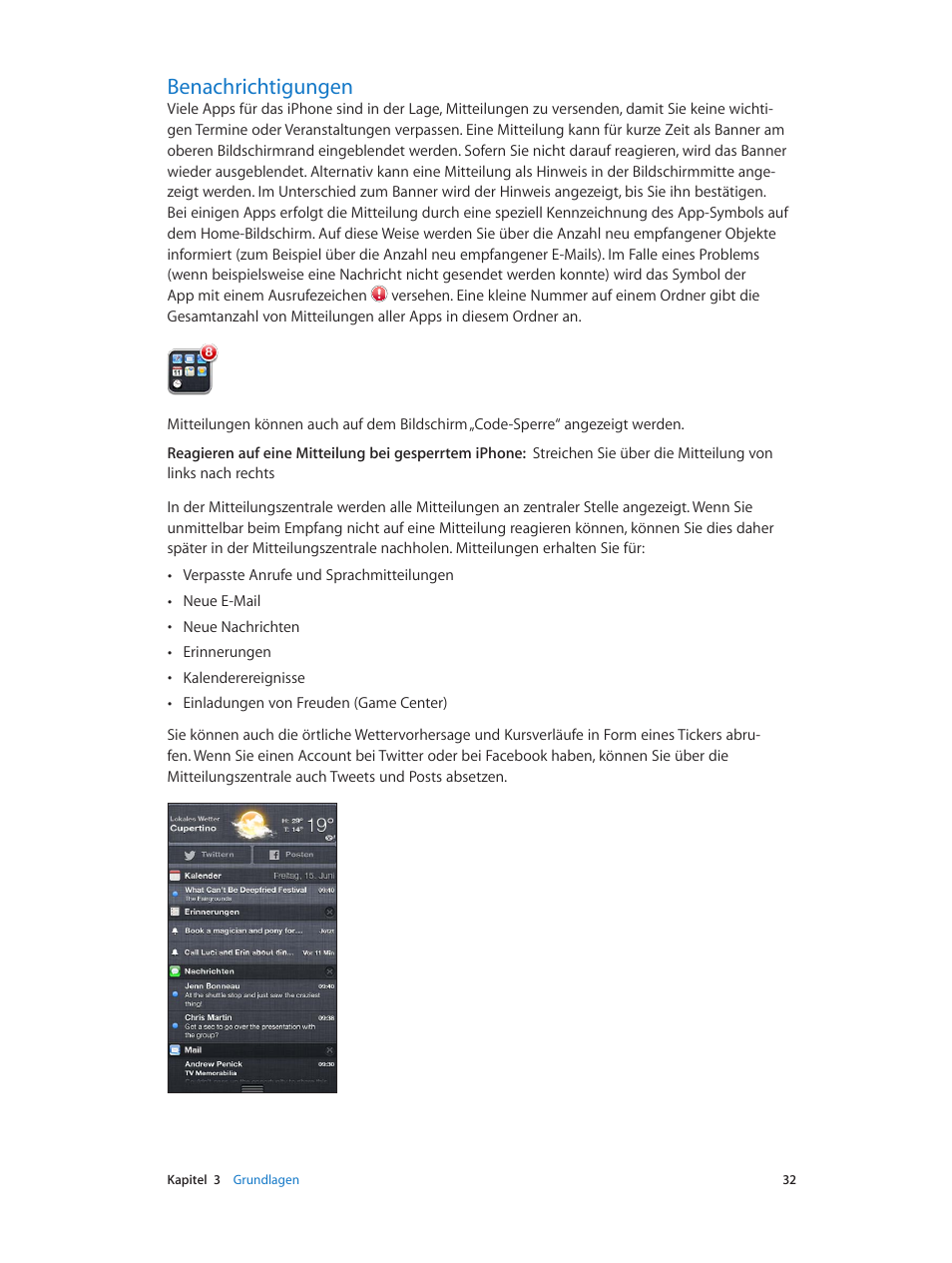 Benachrichtigungen, 32 benachrichtigungen | Apple iPhone iOS 6.1 Benutzerhandbuch | Seite 32 / 178