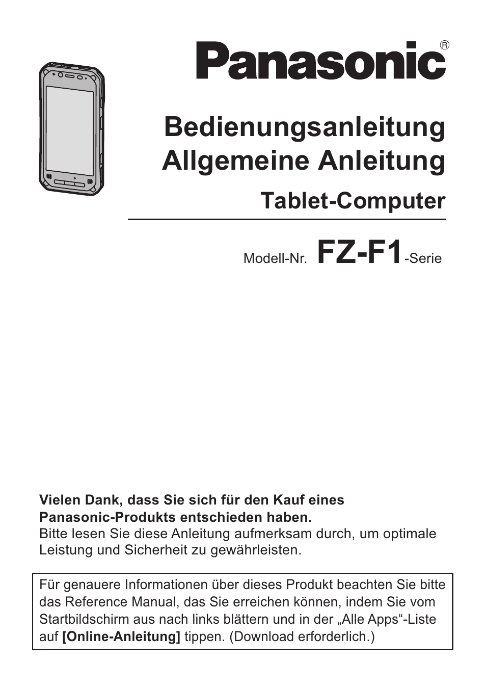 Panasonic Toughpad FZ-F1 Benutzerhandbuch | Seiten: 48