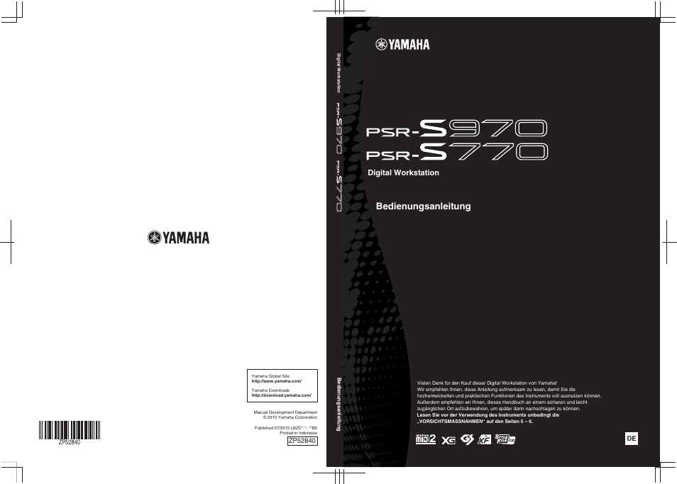 Yamaha PSR-S770 Benutzerhandbuch | Seiten: 116